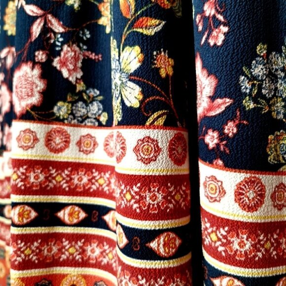 NWT Gabby Skye Women's 12 RN# 67473 Floral Zipper Dress Tribal Boho Blue Red - Picture 5 of 16